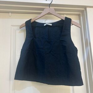 Abercrombie linen square neck cropped blouse